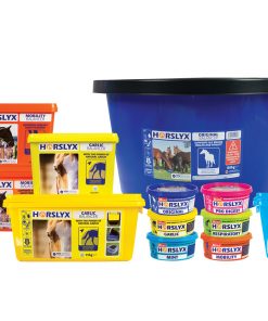 Horslyx Group Pack Shot including 650g 5kg 15kg and 80kg